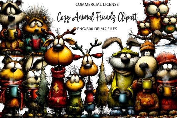 Bring Warmth to Your Designs with Cozy Animal Friends Clipart