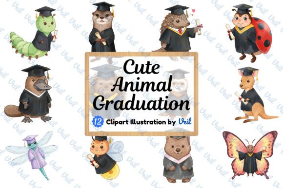 Cartoon Cute Animal Graduate: A Charming Design Asset