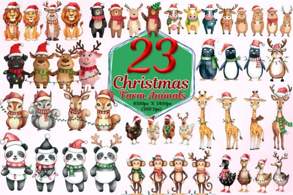 Charming Christmas Farm Animal Sublimation Designs for Holiday Projects