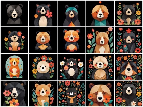 Charming Woodland Bears: 20 PNG Images for Creative Projects