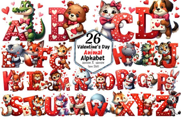 Cute Valentine's Day Animal Alphabet Bundle for Creative Projects