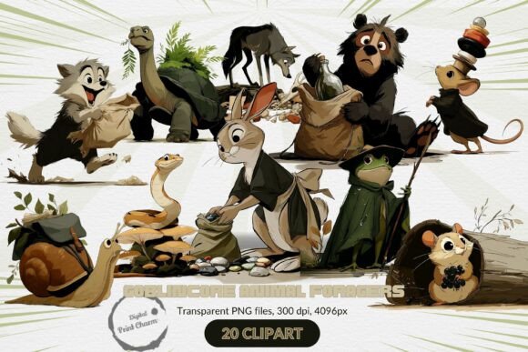 Earthy Charm: Using Goblincore Animal Foragers Clipart