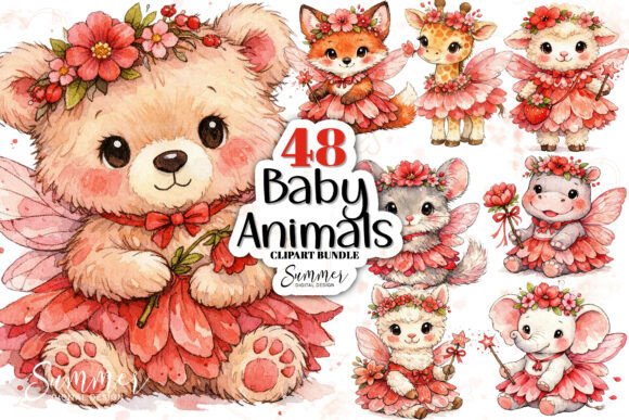 Enchanting Nursery Decor: Watercolor Baby Animal Fairies