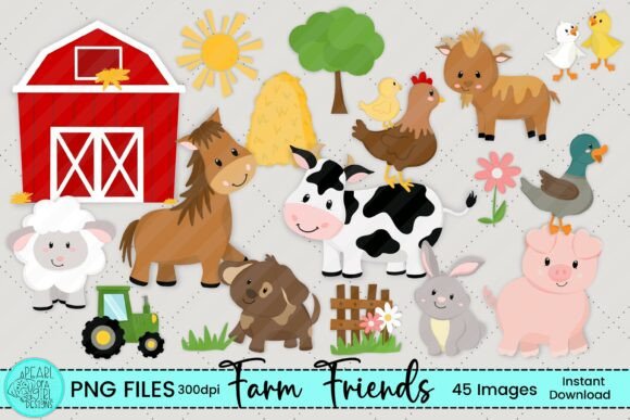 Farm Animal Clipart Bundle, PNG: A Complete Creative Toolkit