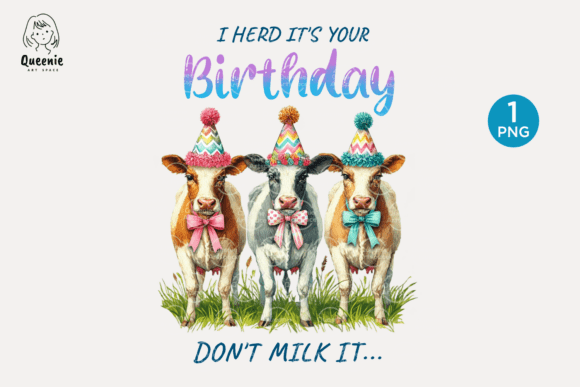 Funny Birthday Cow Clipart: Farm Animal Charm for Designers