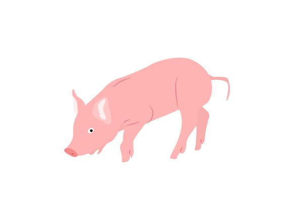 Pig Facing Left Animal: A Charming Asset for Modern Design