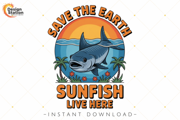 Save the Earth Sunfish: Bold Ocean Conservation PNG
