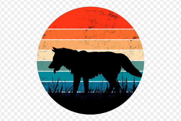 Wolf Wild Animal Silhouette Retro Sunset: A Vintage Design Essential